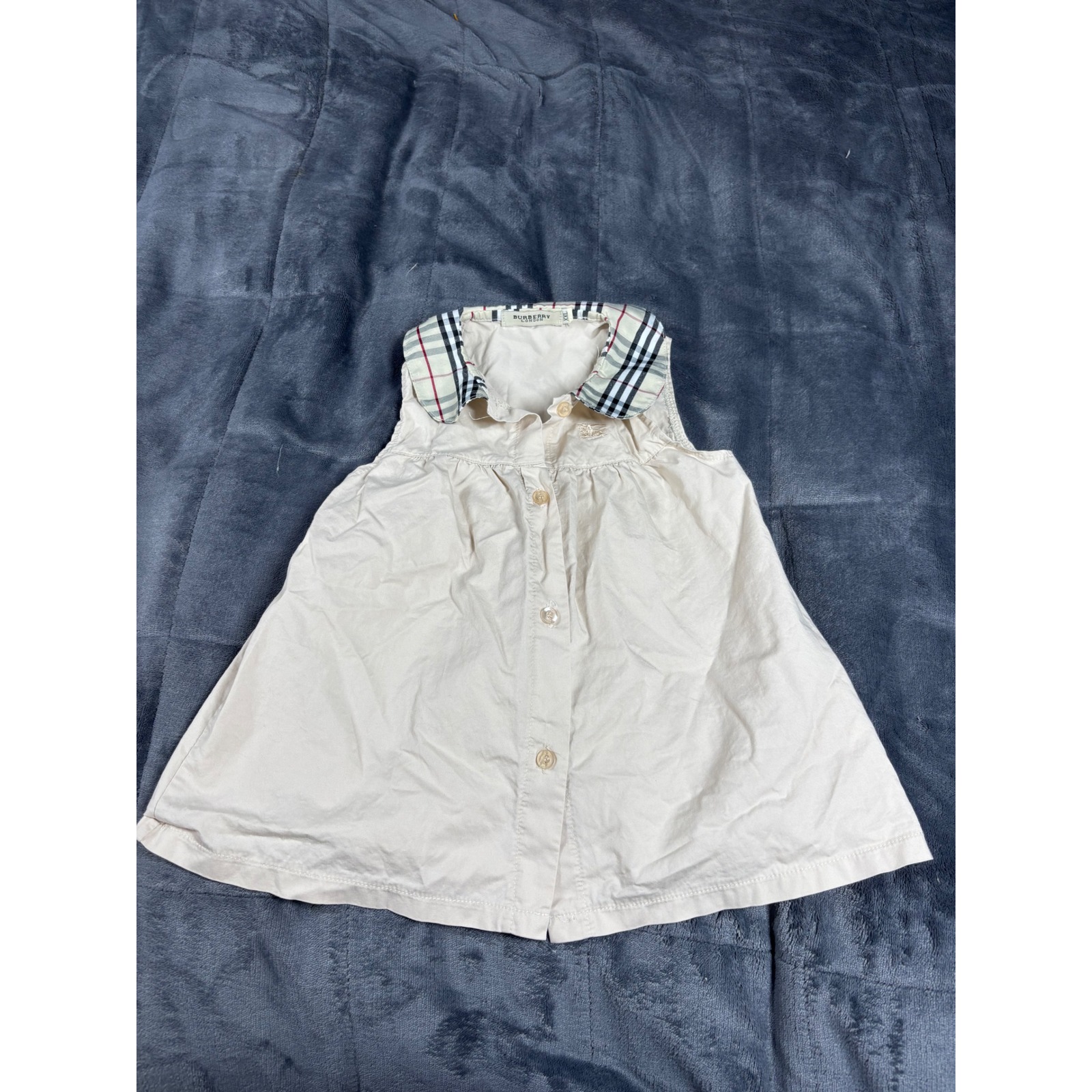 Burberry London Kids Beige Nova Check Collar Sleeveless Button Dress Xxl 5715